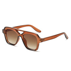 (6 PACK) Wholesale Sunglasses New Arrival Double Bridge Fashion Aviator Unique Unisex 2024 - BulkSunglassesWholesale.com - Tea Frame Gradient Tea Lens