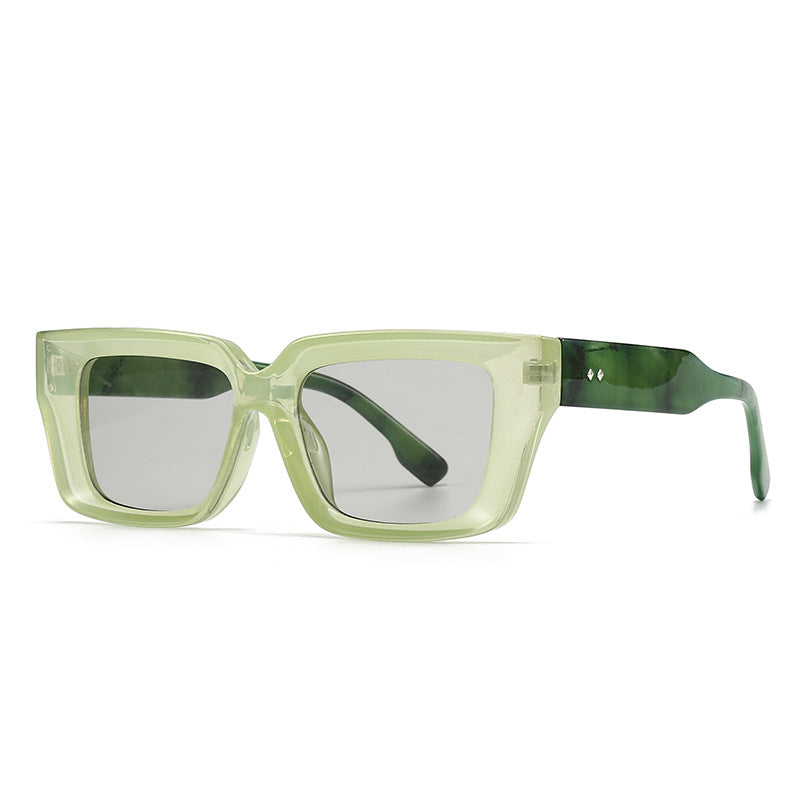 (6 PACK) Wholesale Sunglasses Trendy Street Antiblue Light Women 2024 - BulkSunglassesWholesale.com - Green Frame Black Lens