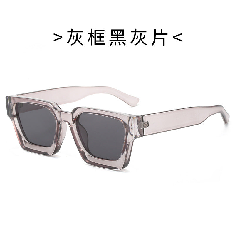 (6 PACK) Wholesale Sunglasses Square New Arrival Trendy Square Unique Oversized 2024 - BulkSunglassesWholesale.com - Clear Grey Black Black Lens