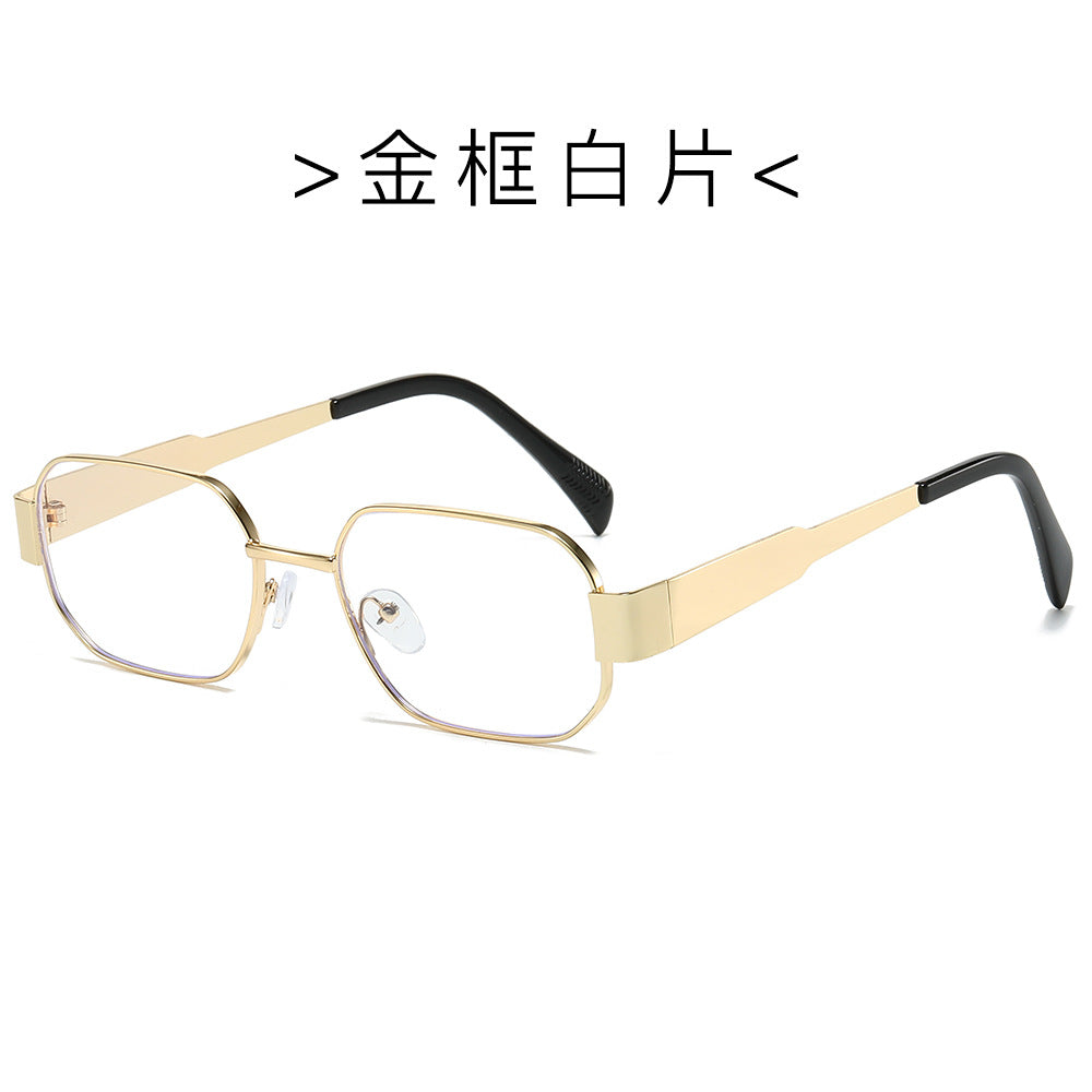 (6 PACK) Wholesale Sunglasses New Arrival Vintage Polygon Metal Women Fashion 2024 - BulkSunglassesWholesale.com - Gold Frame Clear Lens