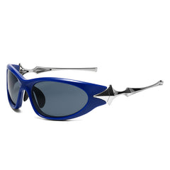 (6 PACK) Wholesale Sunglasses Cyber Punk Futuristic Fashion Hip Hop Street 2024 - BulkSunglassesWholesale.com - Blue Frame Grey