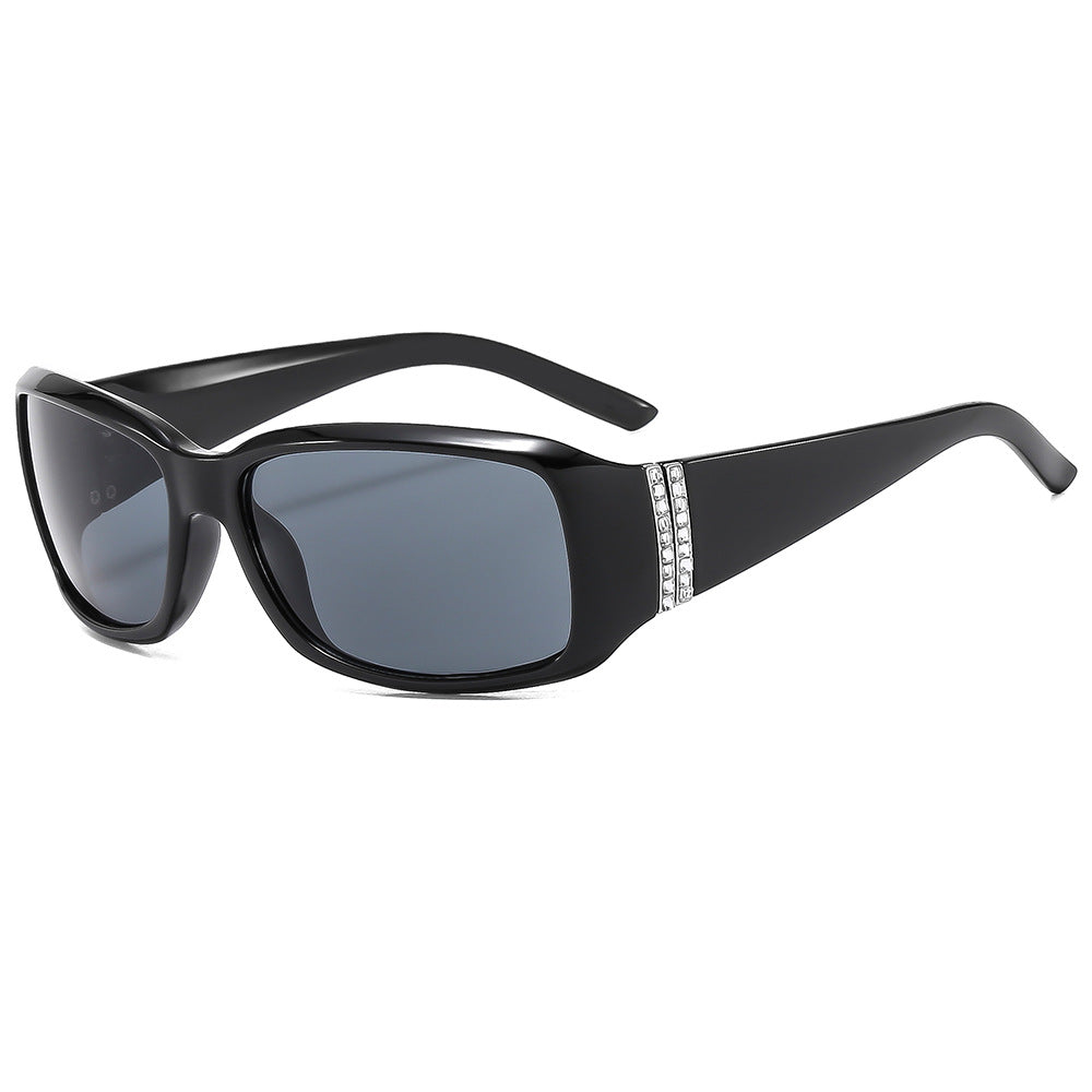 (6 PACK) Wholesale Sunglasses Classic Round Sport Trendy Polarized Rhinestone Women 2024 - BulkSunglassesWholesale.com - Black Frame Black Lens