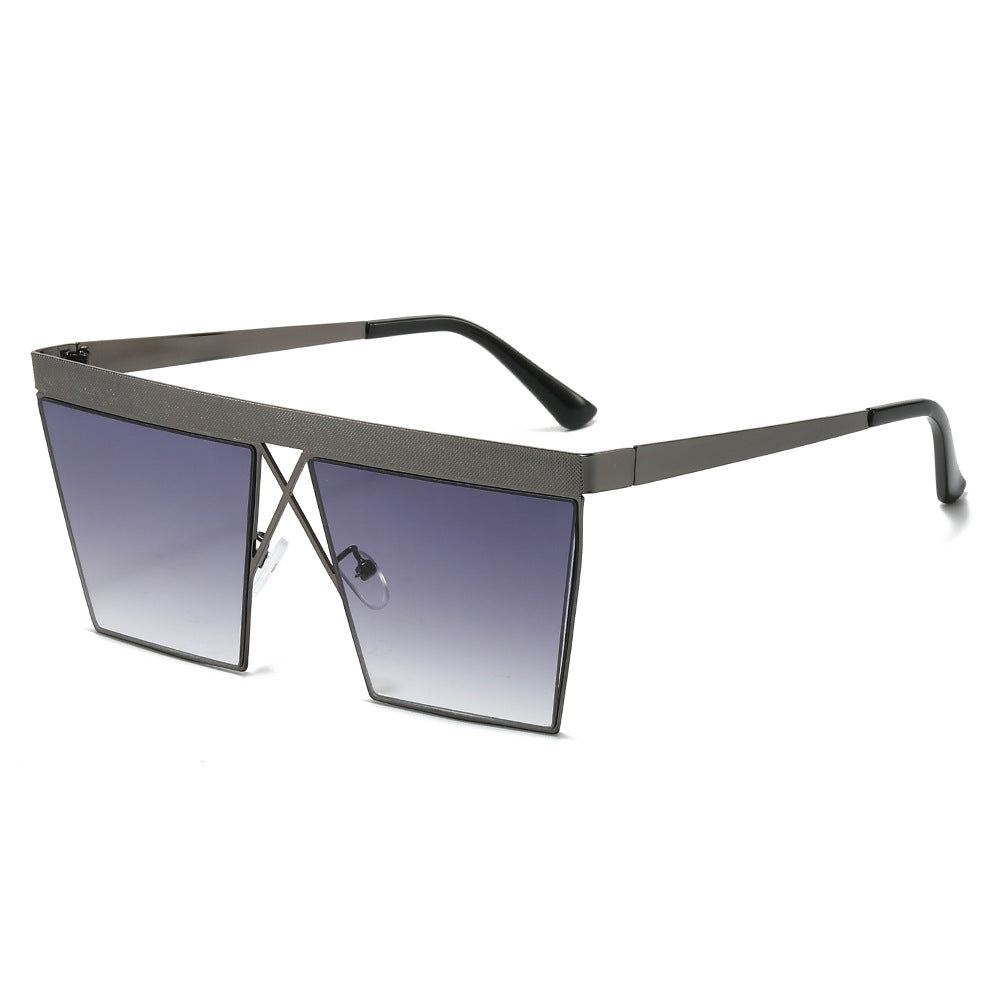 (6 PACK) Wholesale Sunglasses New Arrival Square Fashion Punk Flat Top Unisex 2024 - BulkSunglassesWholesale.com - Gunmetal Frame Gradient Black Lens