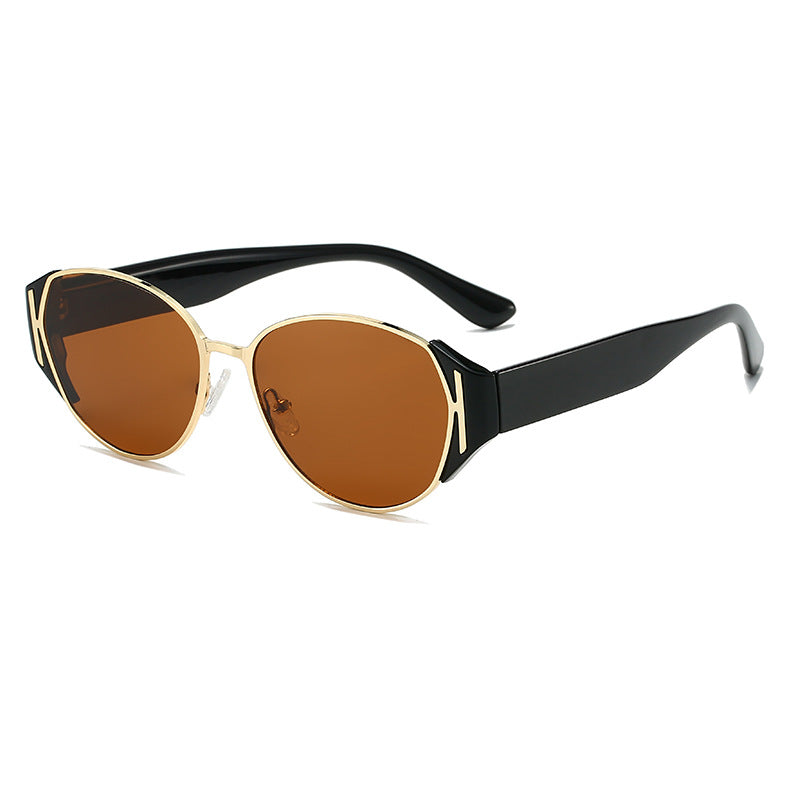 (6 PACK) Wholesale Sunglasses Korean Vintage Women Square Round 2025 - BulkSunglassesWholesale.com - Black Temple Tea Lens