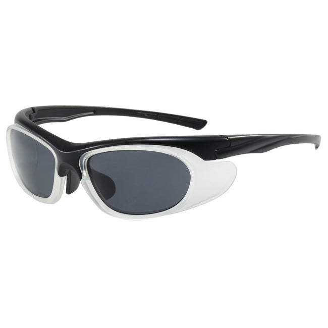 (12 PACK) Wholesale Sports Sunglasses Unique New Arrival Women Outdoor Sport Cycling 2024 - BulkSunglassesWholesale.com - Black Frame Black Lens Hover Image