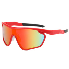 (12 PACK) Wholesale Sports Sunglasses Outdoor Sport Cycling Windproof Trendy 2024 - BulkSunglassesWholesale.com - Red Frame Red Mirrored