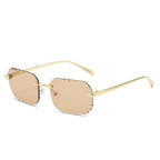 (6 PACK) Wholesale Sunglasses New Arrival Rimless Fashion Square Cut Edge Women 2024 - BulkSunglassesWholesale.com - Gold Frame Champagne Lens