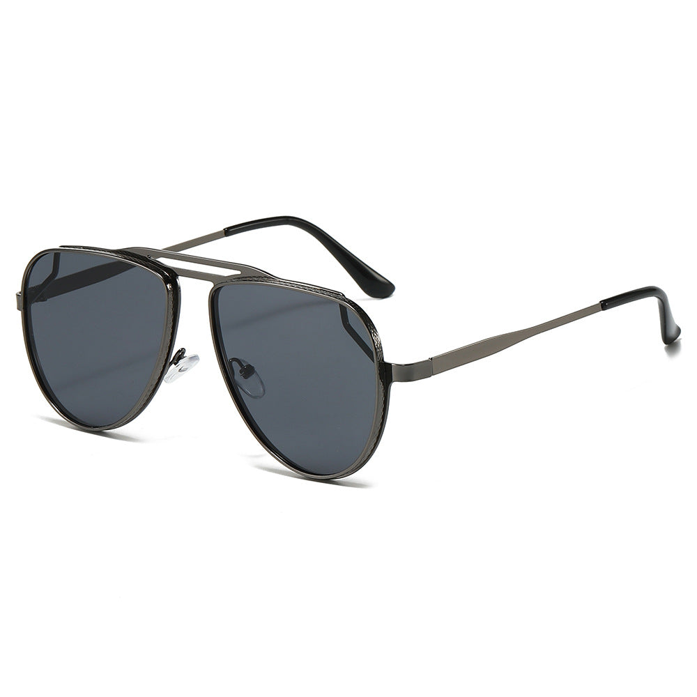 (6 PACK) Wholesale Sunglasses New Arrival Aviator Vintage Classic Fashion Aviator Double Bridge Unisex 2024 - BulkSunglassesWholesale.com - Gunmetal Frame Black Lens
