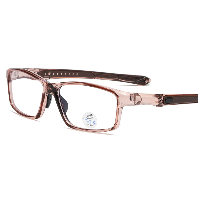 (12 PACK) Wholesale Sports Glasses New Arrival Square TR Antiblue Light Women 2025 - BulkSunglassesWholesale.com - Clear Tea Frame