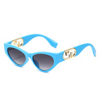 (6 PACK) Wholesale Sunglasses New Arrival Cat Eye Unique Trendy Women Unique Small 2024 - BulkSunglassesWholesale.com - Blue Frame Gradient Black Lens