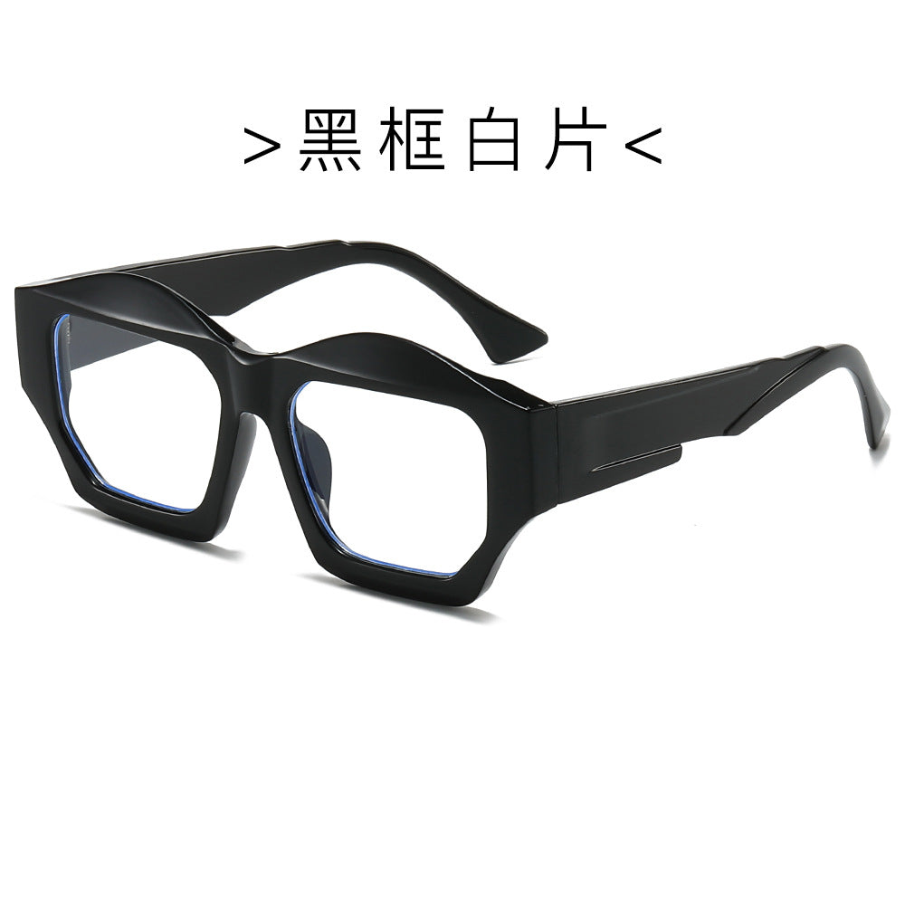 (6 PACK) Wholesale Sunglasses New Arrival Polygon Fashion Unique 2024 - BulkSunglassesWholesale.com - Black Frame Clear Lens