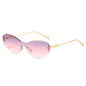 (6 PACK) Wholesale Sunglasses New Arrival Cat Eye Unique One Piece Square 2025 - BulkSunglassesWholesale.com - Gold Frame Purple Pink Lens