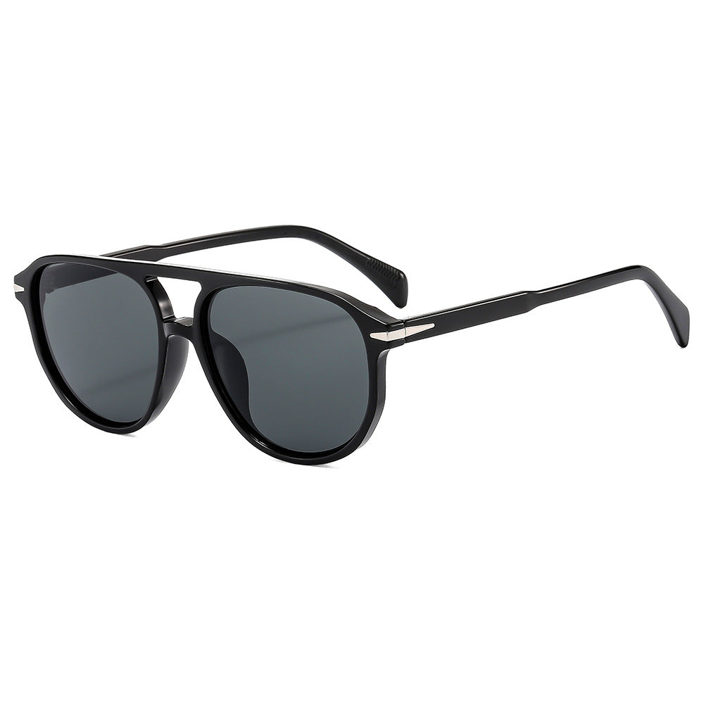 (6 PACK) Wholesale Sunglasses New Arrival Unique Unisex Aviator Trendy 2025 - BulkSunglassesWholesale.com - Shiny Black Frame Black Black Lens