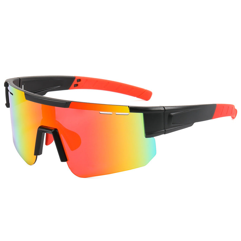 (12 PACK) Wholesale Sports Sunglasses New Arrival Cycling Outdoor Sport One Piece Oversized 2024 - BulkSunglassesWholesale.com - Black Frame Red Mirrored