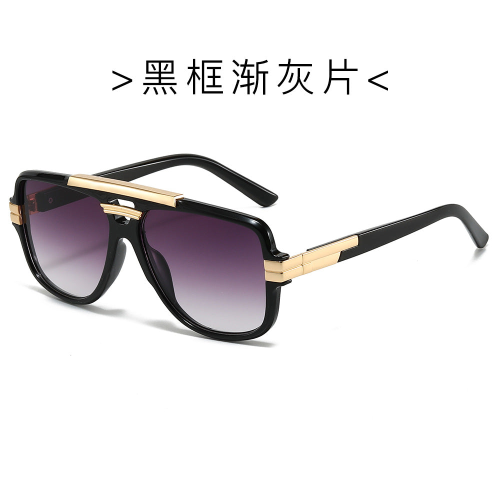 (6 PACK) Wholesale Sunglasses Trendy New Arrival Square Vintage Square Fashion Metal 2024 - BulkSunglassesWholesale.com - Black Frame Gradient Black Lens