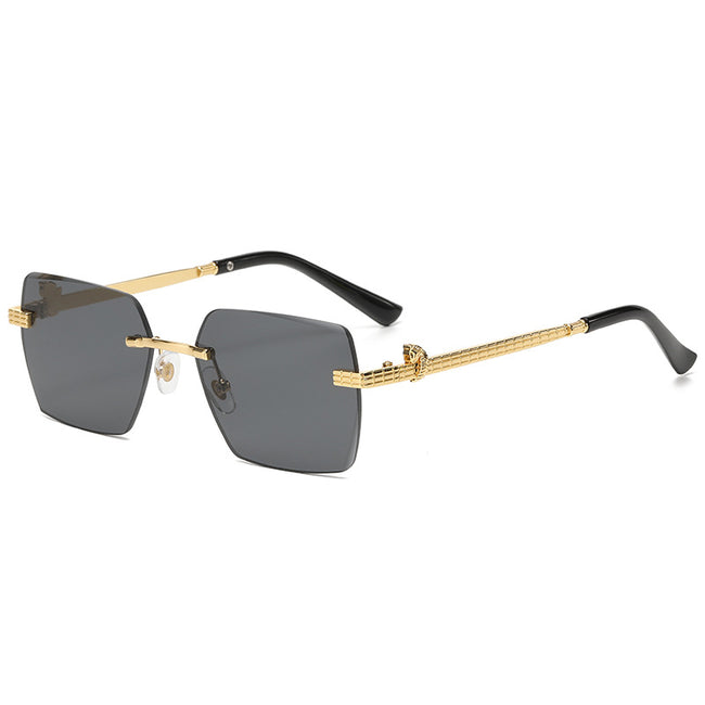 (6 PACK) Wholesale Sunglasses Fashion Square New Arrival Unique Street Trendy 2024 - BulkSunglassesWholesale.com - Gold Frame Black Grey Hover Image