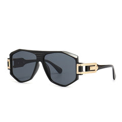 (6 PACK) Wholesale Sunglasses Aviator Street Vintage Aviator 2024 - BulkSunglassesWholesale.com - Black Frame Grey