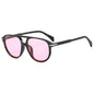 (6 PACK) Wholesale Sunglasses New Arrival Unique Unisex Aviator Trendy 2025 - BulkSunglassesWholesale.com - Shiny Black Frame Pink Lens
