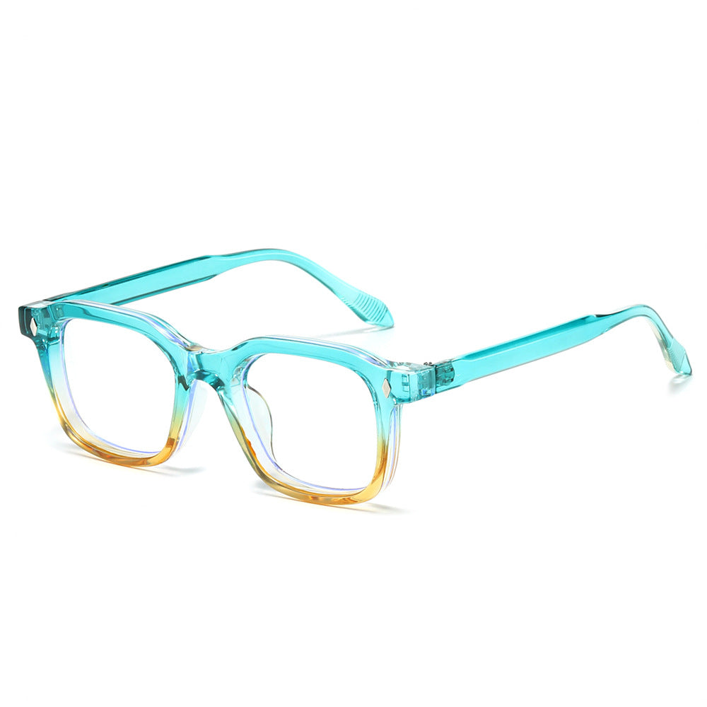 (6 PACK) Wholesale Sunglasses Small Square Women Trendy Vintage 2025 - BulkSunglassesWholesale.com - Blue Tea Frame Clear Lens