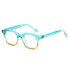 (6 PACK) Wholesale Sunglasses Small Square Women Trendy Vintage 2025 - BulkSunglassesWholesale.com - Blue Tea Frame Clear Lens