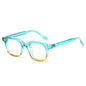 (6 PACK) Wholesale Sunglasses Small Square Women Trendy Vintage 2025 - BulkSunglassesWholesale.com - Blue Tea Frame Clear Lens