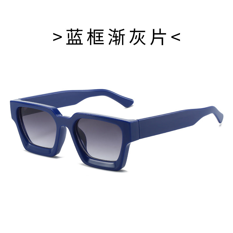 (6 PACK) Wholesale Sunglasses Square New Arrival Trendy Square Unique Oversized 2024 - BulkSunglassesWholesale.com - Blue Frame Gradient Black Lens