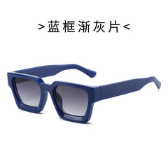 (6 PACK) Wholesale Sunglasses Square New Arrival Trendy Square Unique Oversized 2024 - BulkSunglassesWholesale.com - Blue Frame Gradient Black Lens