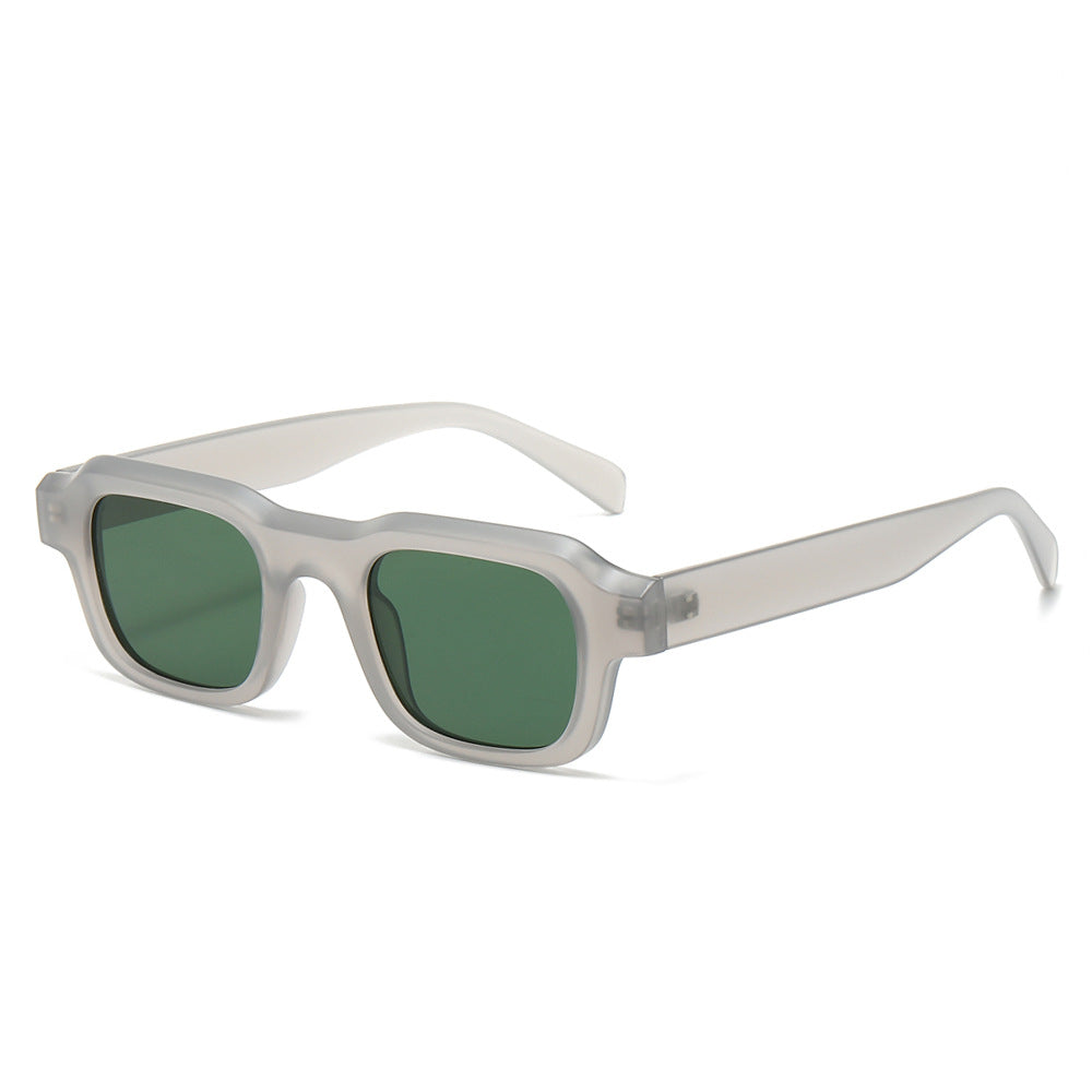 (6 PACK) Wholesale Sunglasses New Arrival Square Unisex Small 2024 - BulkSunglassesWholesale.com - Matt Grey Frame Green Lens