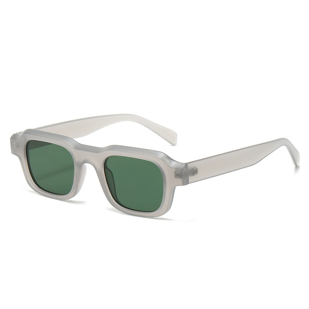 (6 PACK) Wholesale Sunglasses New Arrival Square Unisex Small 2024 - BulkSunglassesWholesale.com - Matt Grey Frame Green Lens