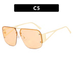 (6 PACK) Wholesale Sunglasses Square Fashion Aviator Vintage Semirimless 2024 - BulkSunglassesWholesale.com - Gold Frame Champagne