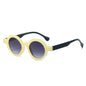 (6 PACK) Wholesale Sunglasses New Arrival Round Unique Round Vintage Fashion Unisex 2024 - BulkSunglassesWholesale.com - Beige White Frame Gradient Black Lens