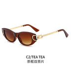 (6 PACK) Wholesale Sunglasses Square New Arrival Trendy Punk Women Street Fashion Round 2024 - BulkSunglassesWholesale.com - Tea Frame Gradient Tea Lens