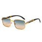(6 PACK) Wholesale Sunglasses New Arrival Vintage Wood Grain Square Women Trendy Fashion 2024 - BulkSunglassesWholesale.com - Gold Frame Blue Tea Lens