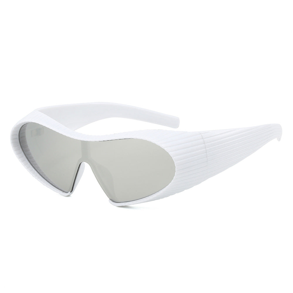 (6 PACK) Wholesale Sunglasses Unique Punk Unisex 2024 - BulkSunglassesWholesale.com - White Frame Mirrored Lens