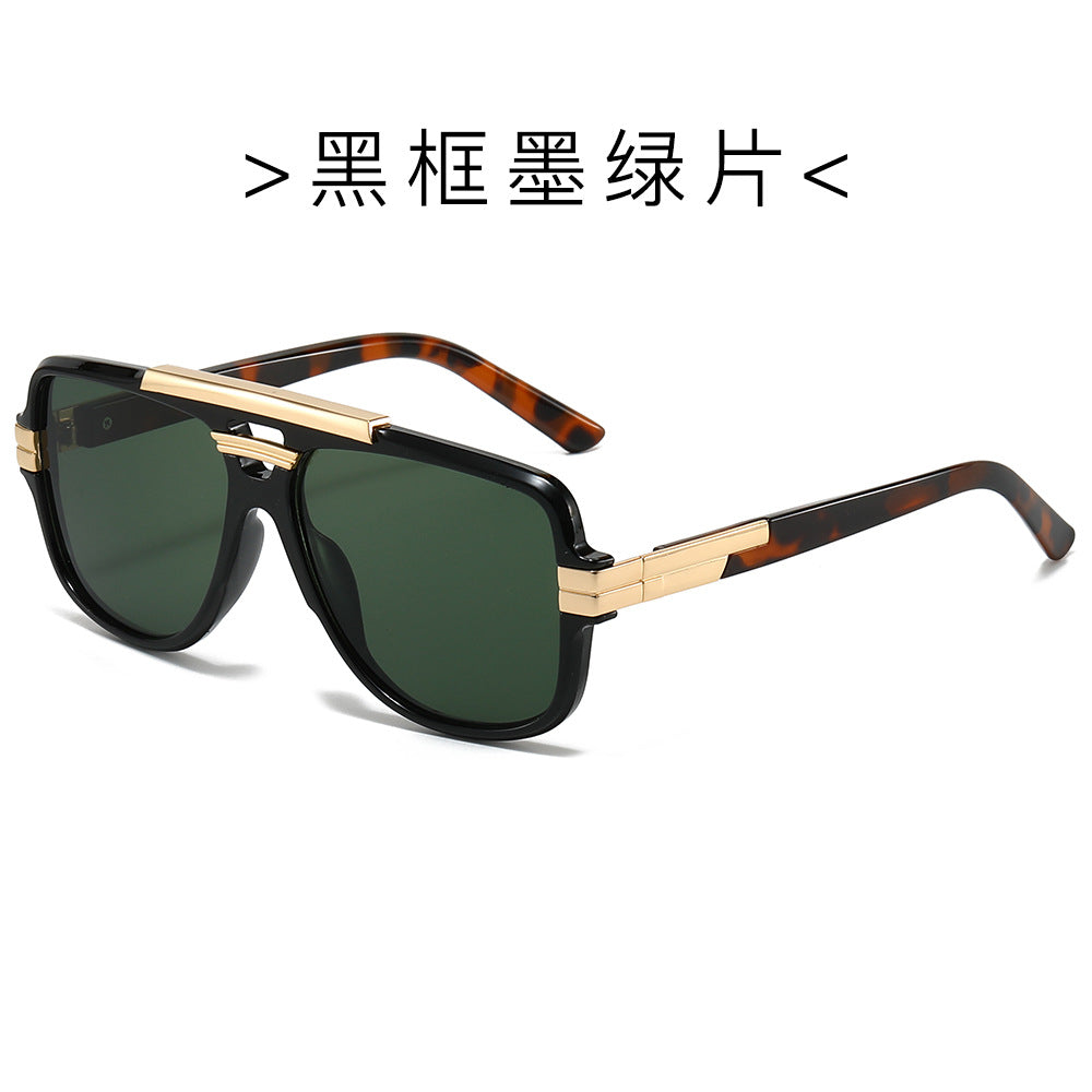 (6 PACK) Wholesale Sunglasses Trendy New Arrival Square Vintage Square Fashion Metal 2024 - BulkSunglassesWholesale.com - Black Frame Green Lens