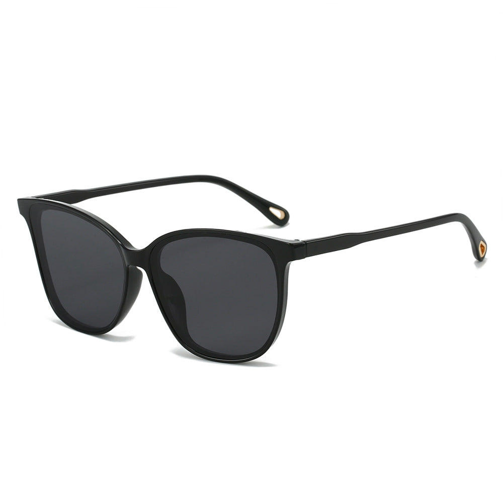 (6 PACK) Wholesale Sunglasses Fashion Unique Cat Eye Trendy Street Women 2024 - BulkSunglassesWholesale.com - Black Frame Black Lens