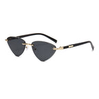 (6 PACK) Wholesale Sunglasses Fashion Triangle Cat Eye Women Unique Cut Edge 2024 - BulkSunglassesWholesale.com - Black Grey