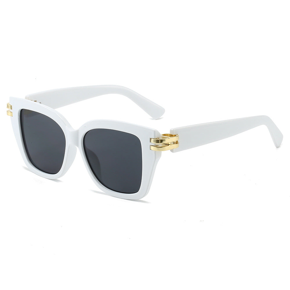 (6 PACK) Wholesale Sunglasses New Arrival Fashion Square Oversized Women 2024 - BulkSunglassesWholesale.com - White Frame Black Lens