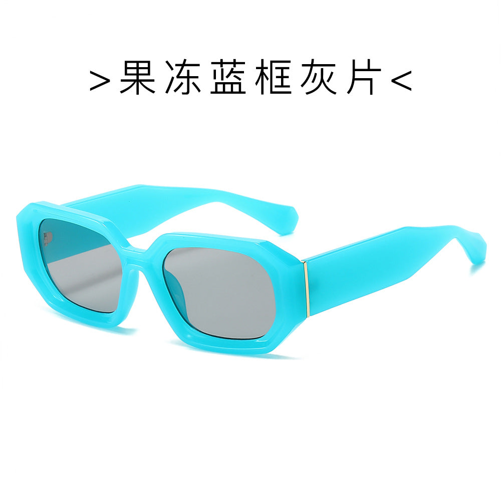 (6 PACK) Wholesale Sunglasses New Arrival Korean Fashion Small Women Cut Edge Square Hip Hop Street 2024 - BulkSunglassesWholesale.com - Clear Blue Frame Black Black Lens