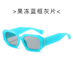 (6 PACK) Wholesale Sunglasses New Arrival Korean Fashion Small Women Cut Edge Square Hip Hop Street 2024 - BulkSunglassesWholesale.com - Clear Blue Frame Black Black Lens