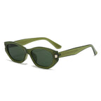 (6 PACK) Wholesale Sunglasses Vintage Cat Eye Women New Arrival Square Round Polarized 2025 - BulkSunglassesWholesale.com - Green Frame Green Lens