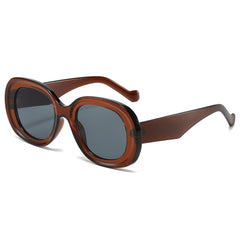 (6 PACK) Wholesale Sunglasses New Arrival Oval Unique Oversized Fashion 2024 - BulkSunglassesWholesale.com - Tea Frame Black Lens