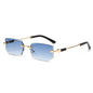 (6 PACK) Wholesale Sunglasses Rimless Polygon Cut Edge Fashion Trendy 2024 - BulkSunglassesWholesale.com - Gold Frame Gradient Blue