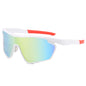 (12 PACK) Wholesale Sports Sunglasses Outdoor Sport Cycling Windproof Trendy 2024 - BulkSunglassesWholesale.com - White Frame Gold Mirrored