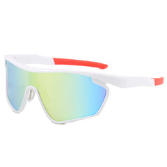 (12 PACK) Wholesale Sports Sunglasses Outdoor Sport Cycling Windproof Trendy 2024 - BulkSunglassesWholesale.com - White Frame Gold Mirrored