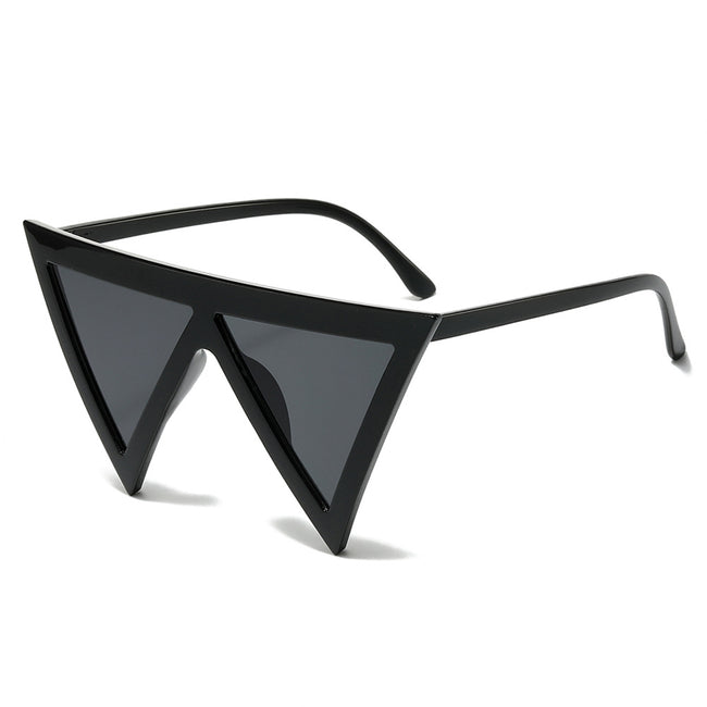 (6 PACK) Wholesale Sunglasses Unique Triangle Fashion Hip Hop 2025 - BulkSunglassesWholesale.com - Black Frame Black Lens Hover Image