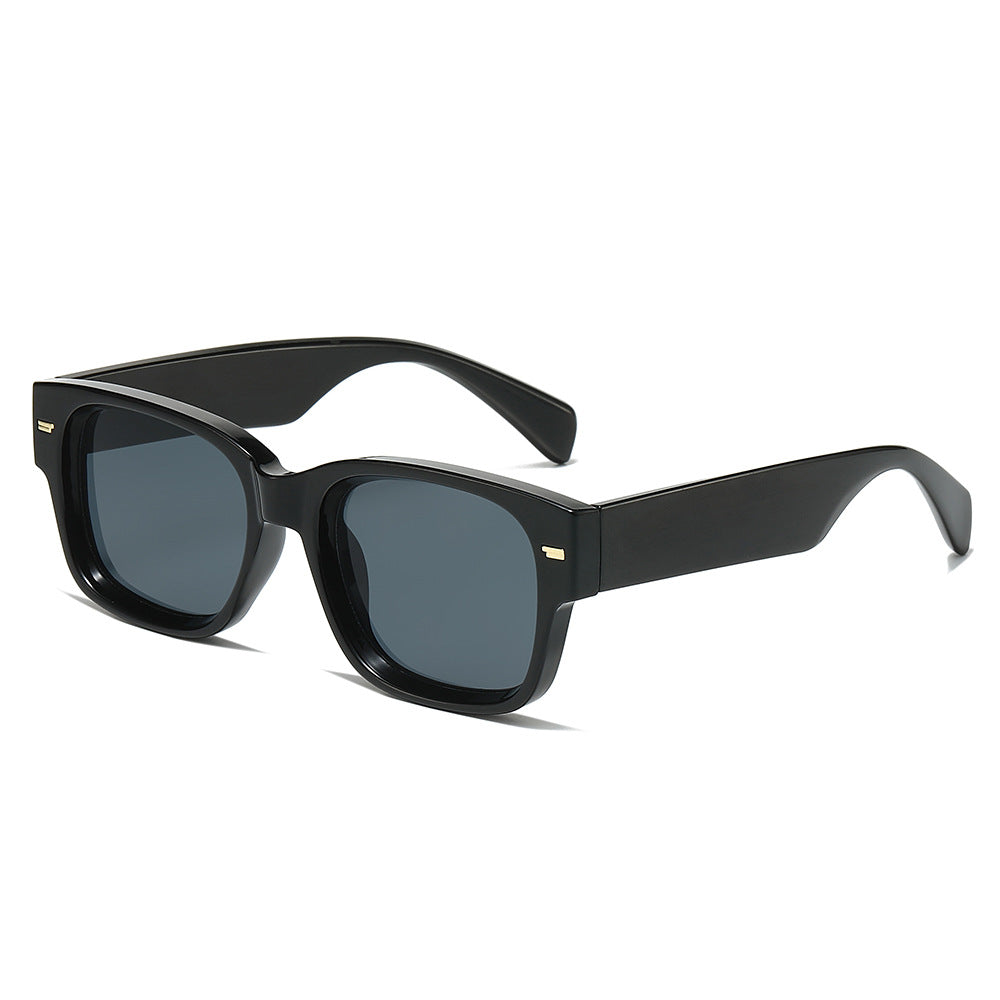 (6 PACK) Wholesale Sunglasses Small Unique Polygon Rivet Jelly Vintage Trendy 2025 - BulkSunglassesWholesale.com - Black Frame Black Lens