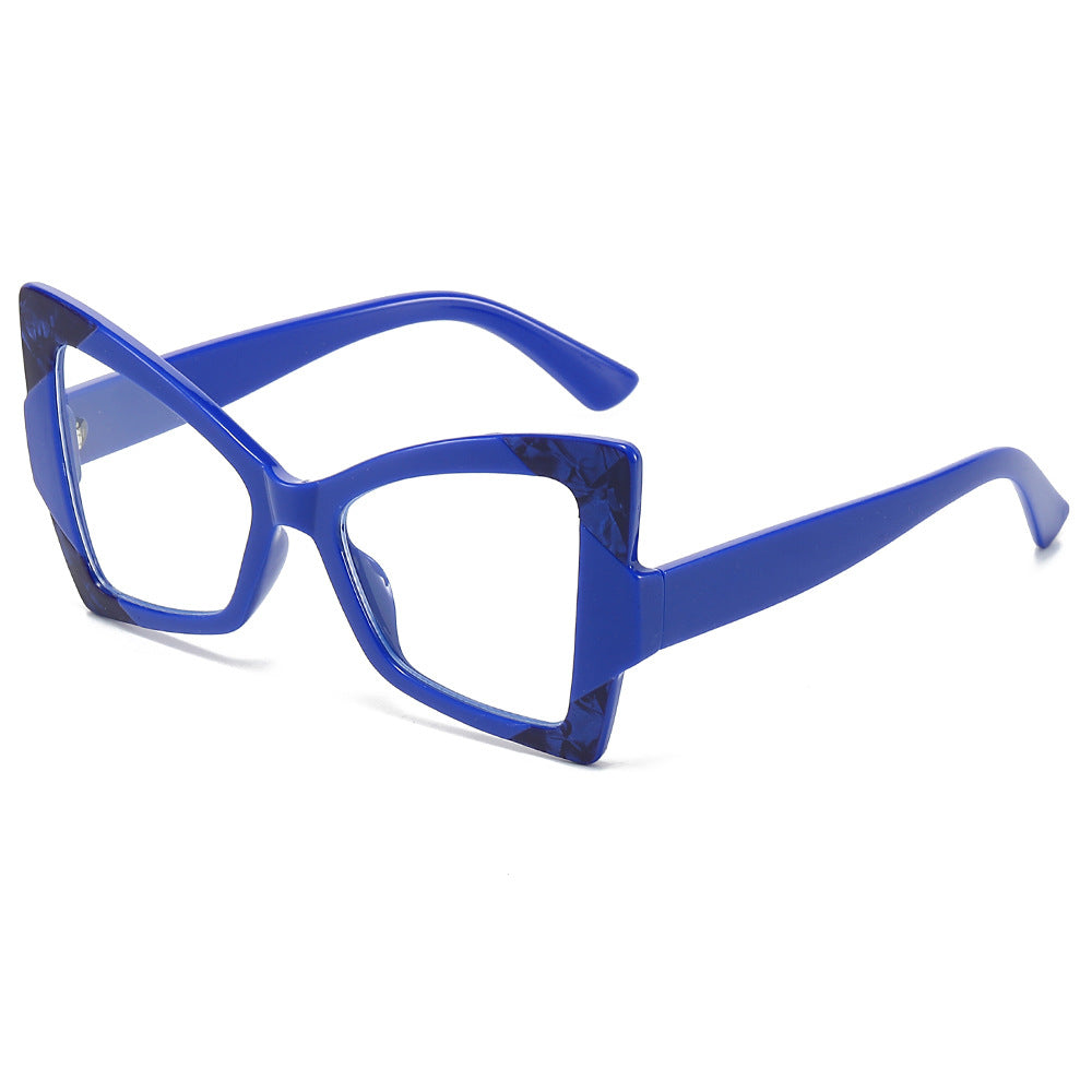 (6 PACK) Wholesale Sunglasses New Arrival Cat Eye Women Butterfly 2024 - BulkSunglassesWholesale.com - Blue Frame Clear Lens