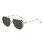 (6 PACK) Wholesale Sunglasses New Arrival Fashion Square Women Vintage Punk Women 2025 - BulkSunglassesWholesale.com - Gold Frame Black Lens