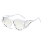 (6 PACK) Wholesale Sunglasses New Arrival Round Oversized Unique Punk Fashion Women 2024 - BulkSunglassesWholesale.com - White Frame Mirrored Lens
